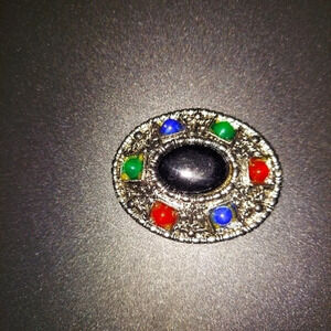 Vintage Multicolored Stone Brooch